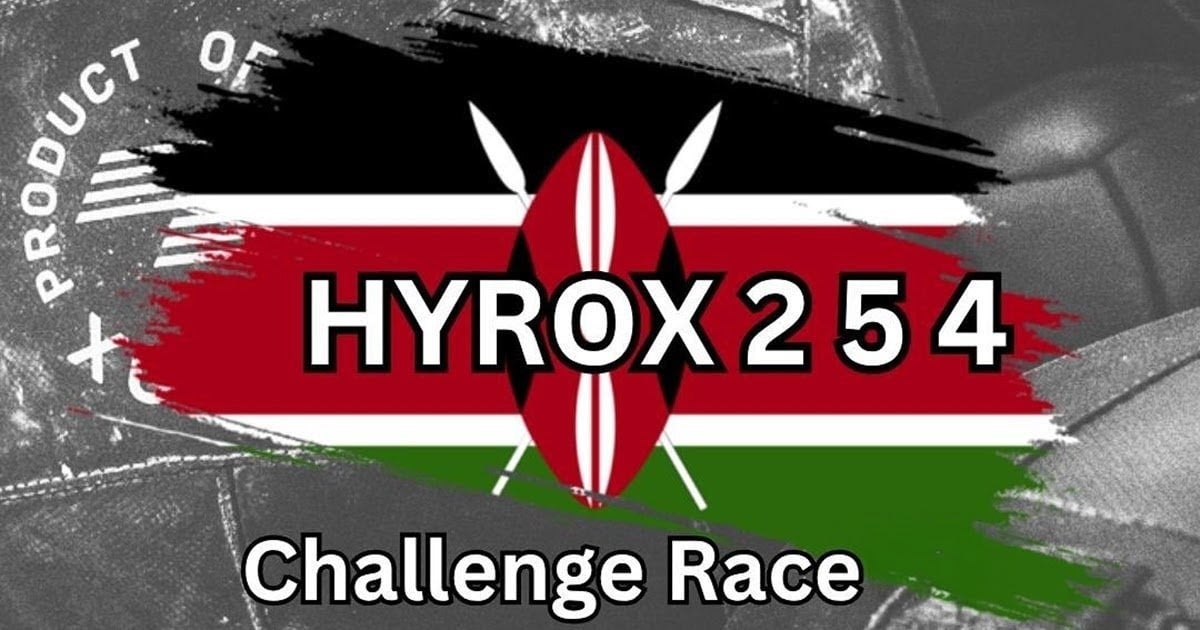 Hy.brid fitness racing event in Kenya featuring HYROX-style workstations and running