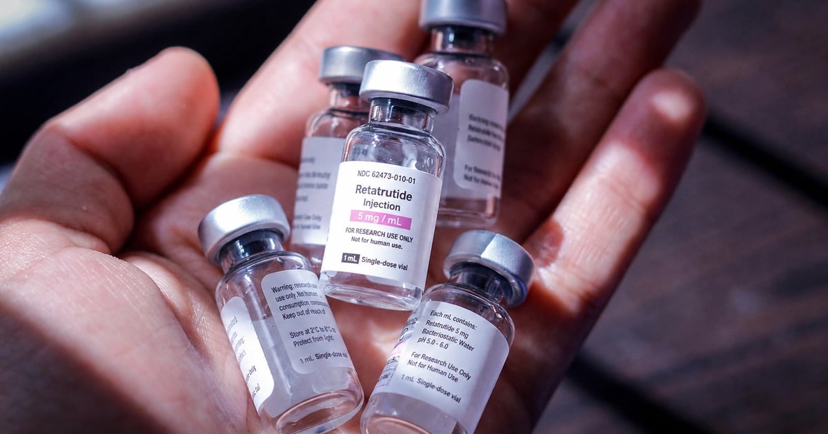 Vials of retatrutide held in a hand, representing the weight-loss peptide's growing use in Kenya