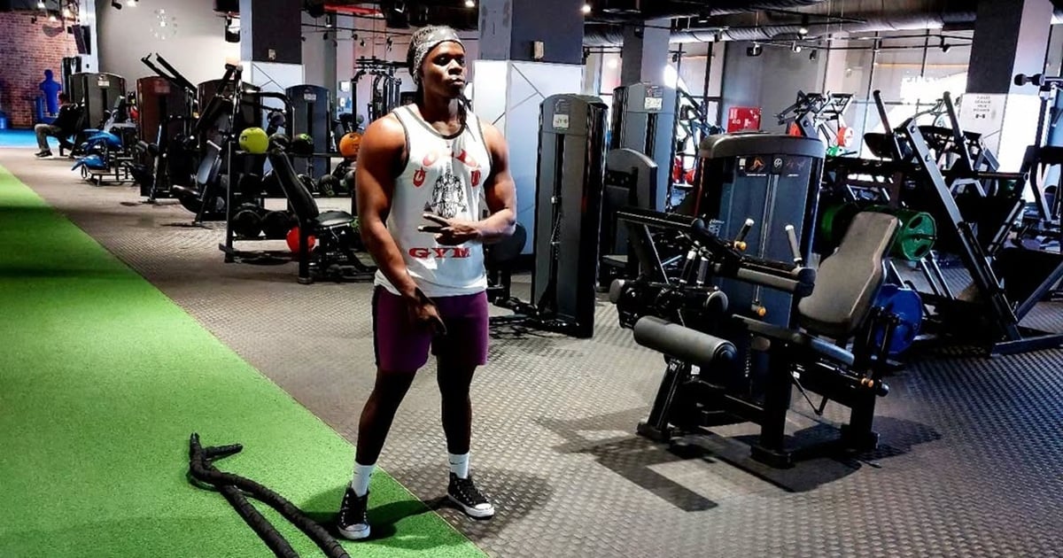 Rogers Adinda standing in an empty gym in 2023