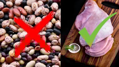 Chicken breast checked versus beans canceled
