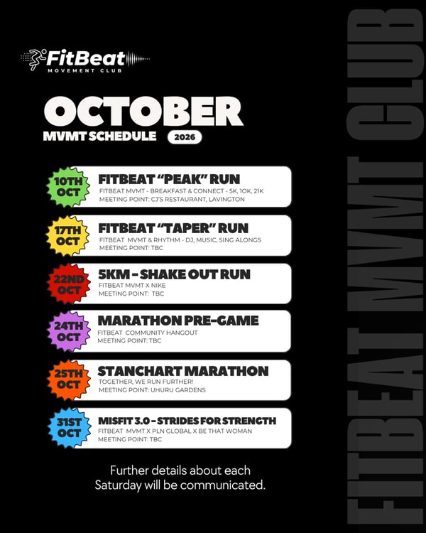 FitBeat Marathon Month - October MVMT Schedule poster