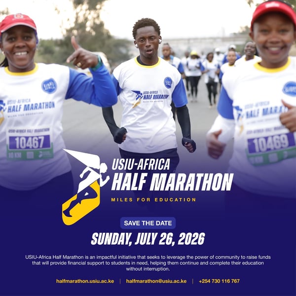 USIU-AFRICA Half Marathon 2026 - Miles for Education poster