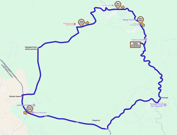 Kaptagat Forest Marathon 2026 route map