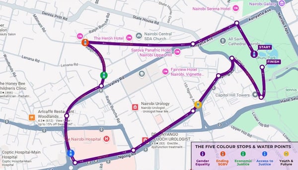 FIDA-Kenya Steps for Justice Walk 2026 route map