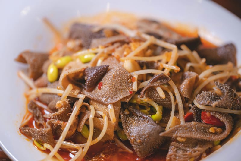 Cooked tripe (matumbo) showing preparation for consumption